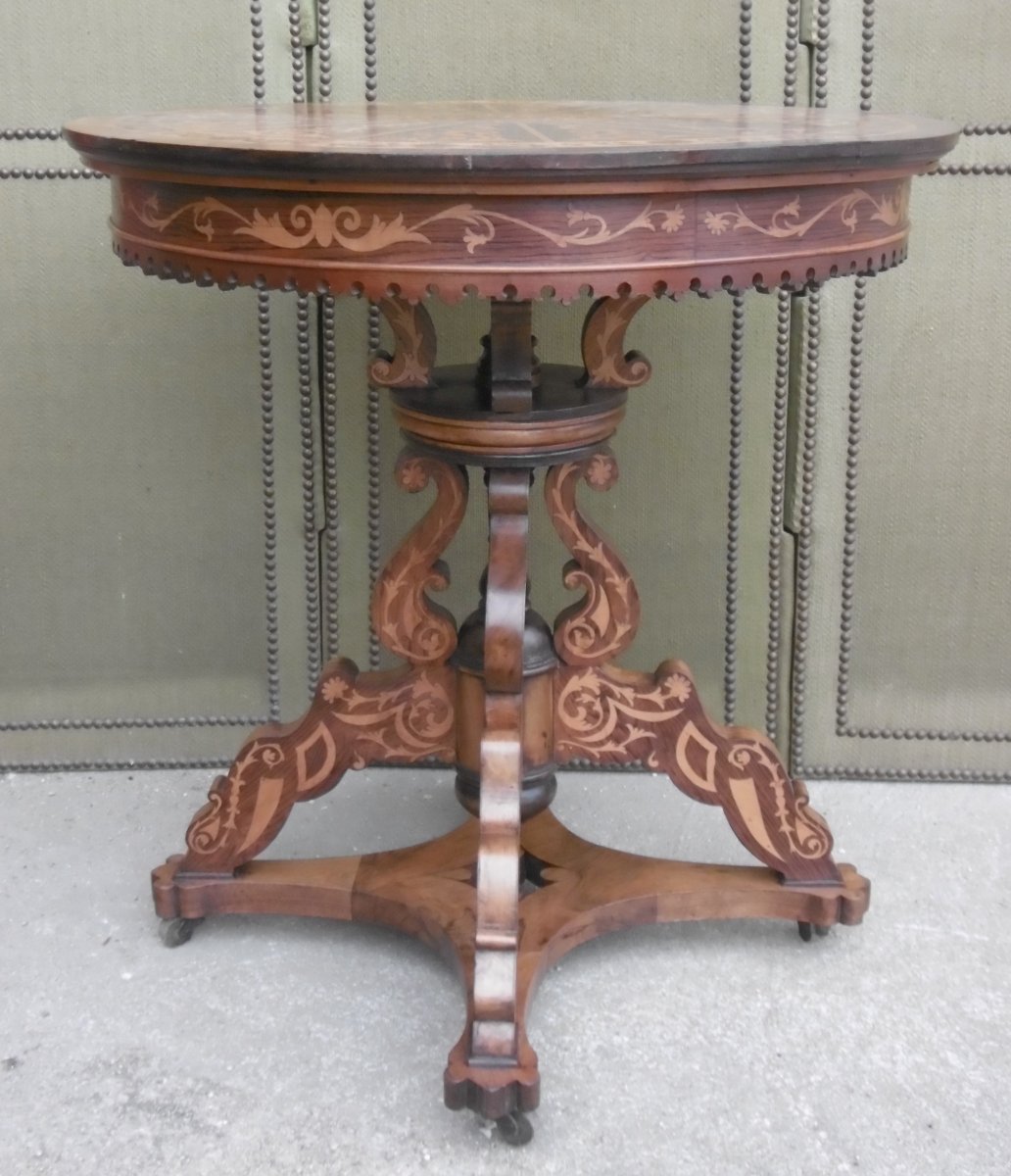 Inlaid Pedestal Table-photo-2