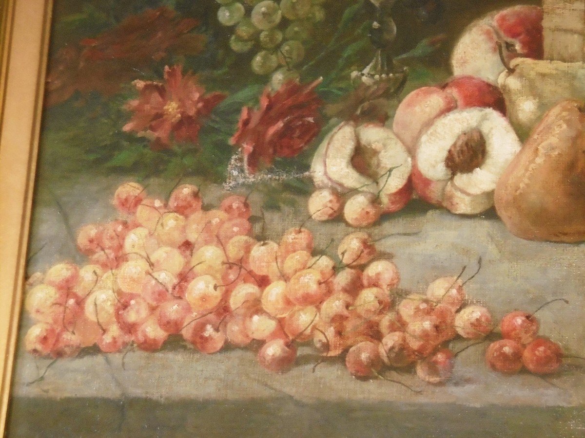 Large Painting "entablature Of Fruits"-photo-4