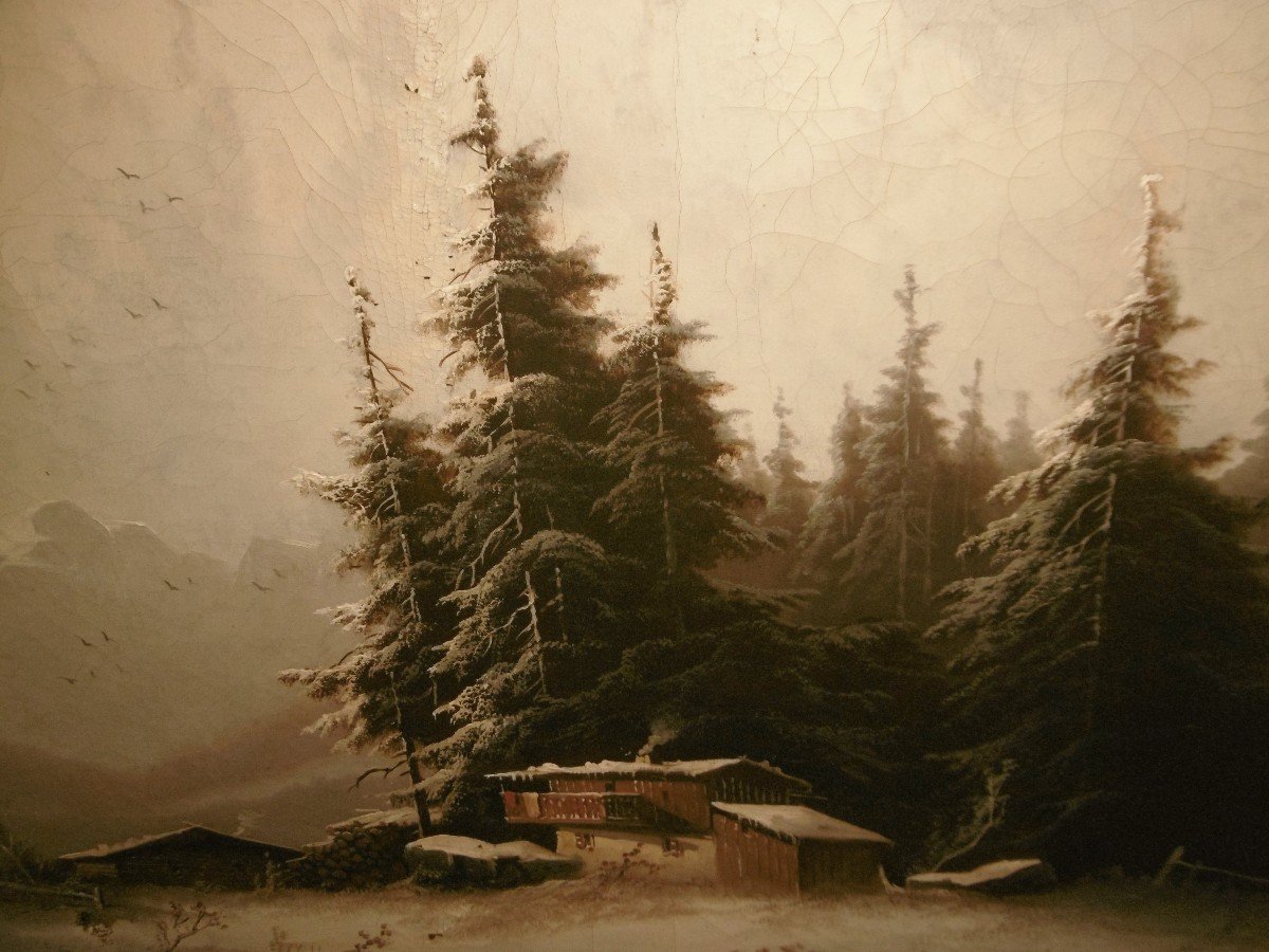 Huile sur toile "paysage d'hiver"-photo-2