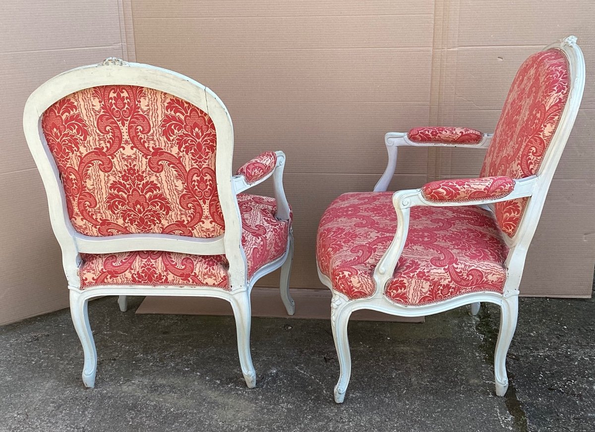 Pair Of Armchairs With Backrest A La Reine Louis XV-photo-4