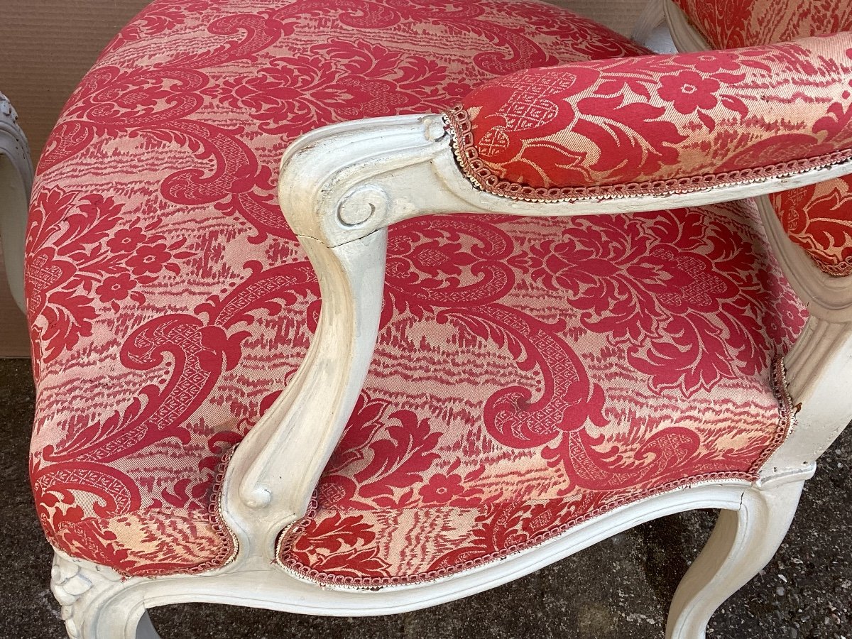 Pair Of Armchairs With Backrest A La Reine Louis XV-photo-2