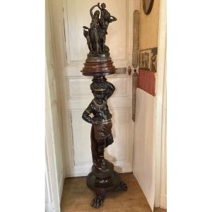 19th Century Wooden Statue Holder 