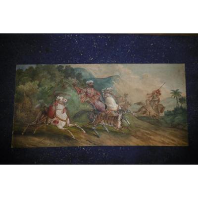 Signed Watercolor Orientalist Barrias