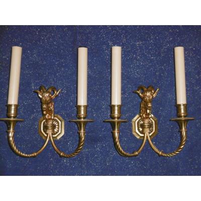 Pair Of Gilt Bronze Sconces