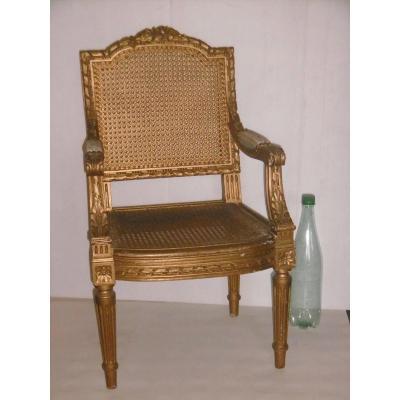 Fauteuil d'Enfant En Bois Doré