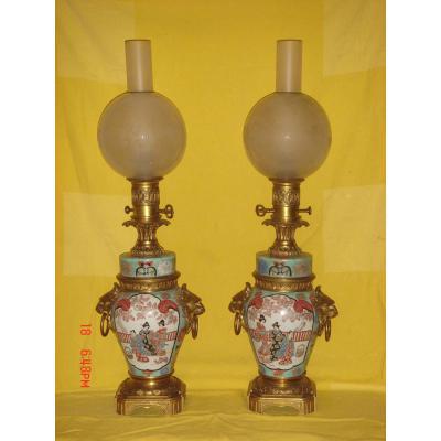 Pair China Bronze Mounted Lights