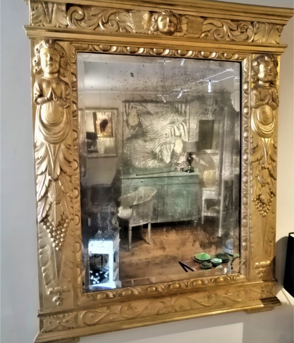 Golden Wood Mirror Late 18th Century-photo-2