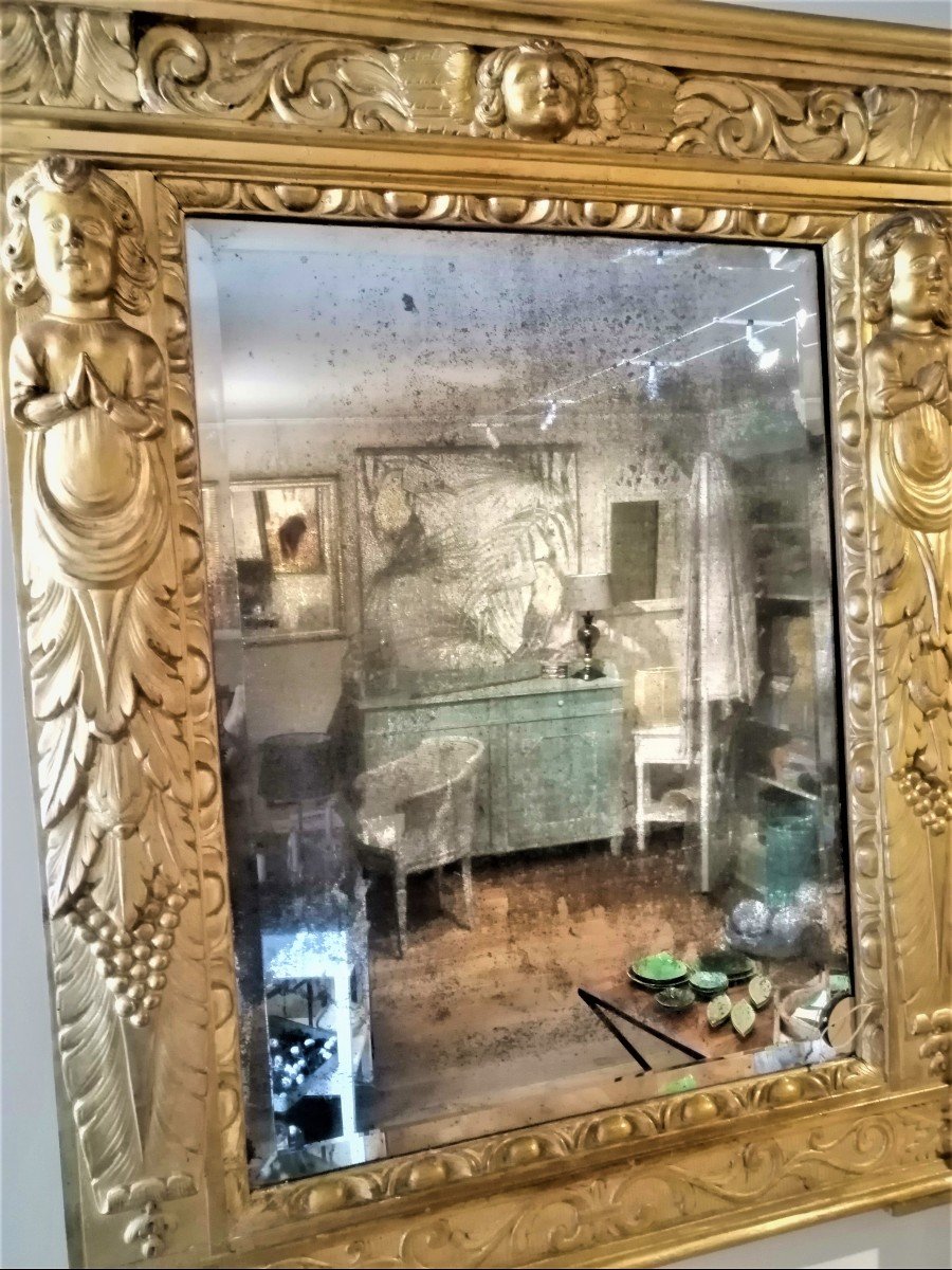 Golden Wood Mirror Late 18th Century-photo-4