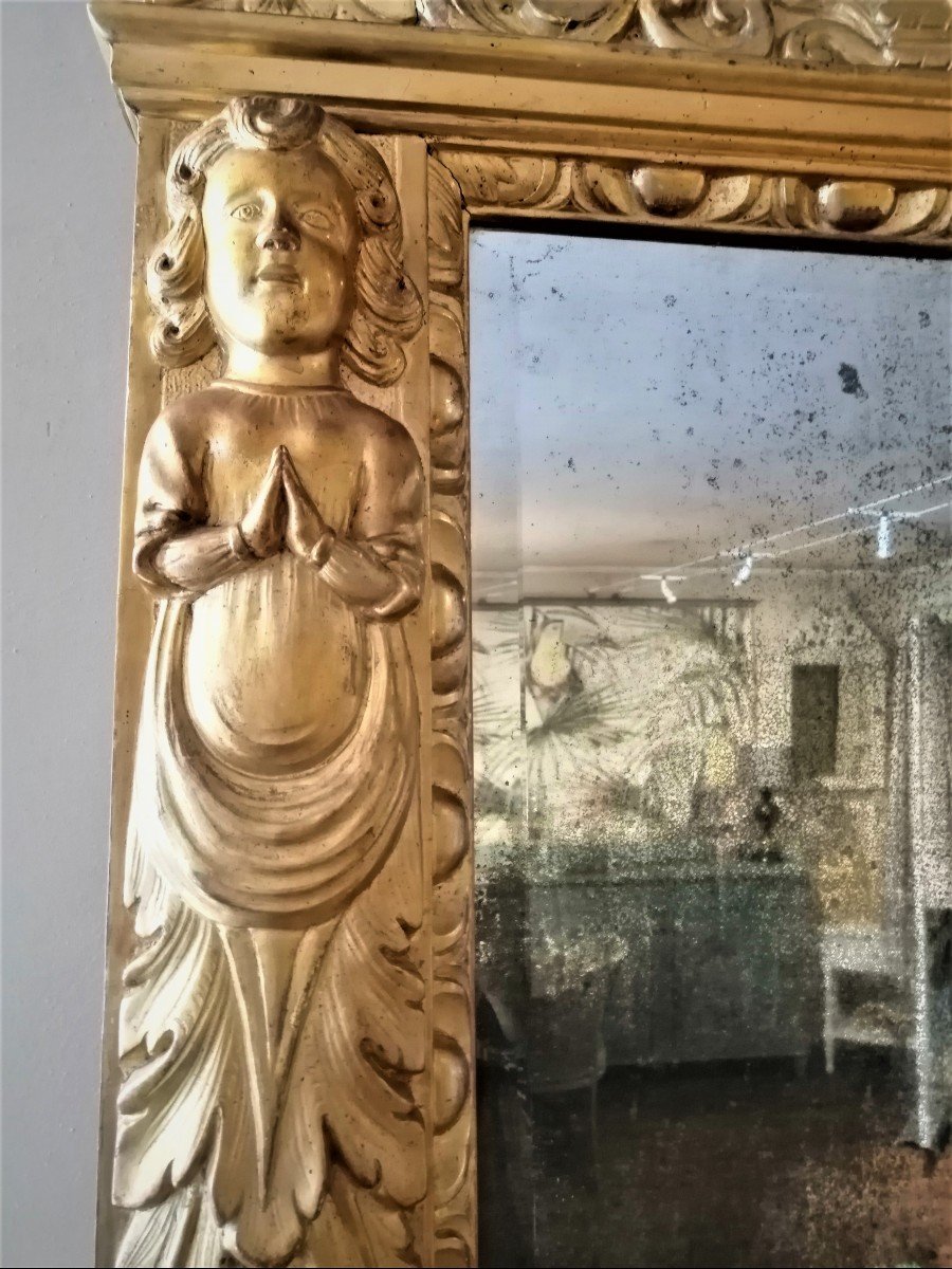 Golden Wood Mirror Late 18th Century-photo-4