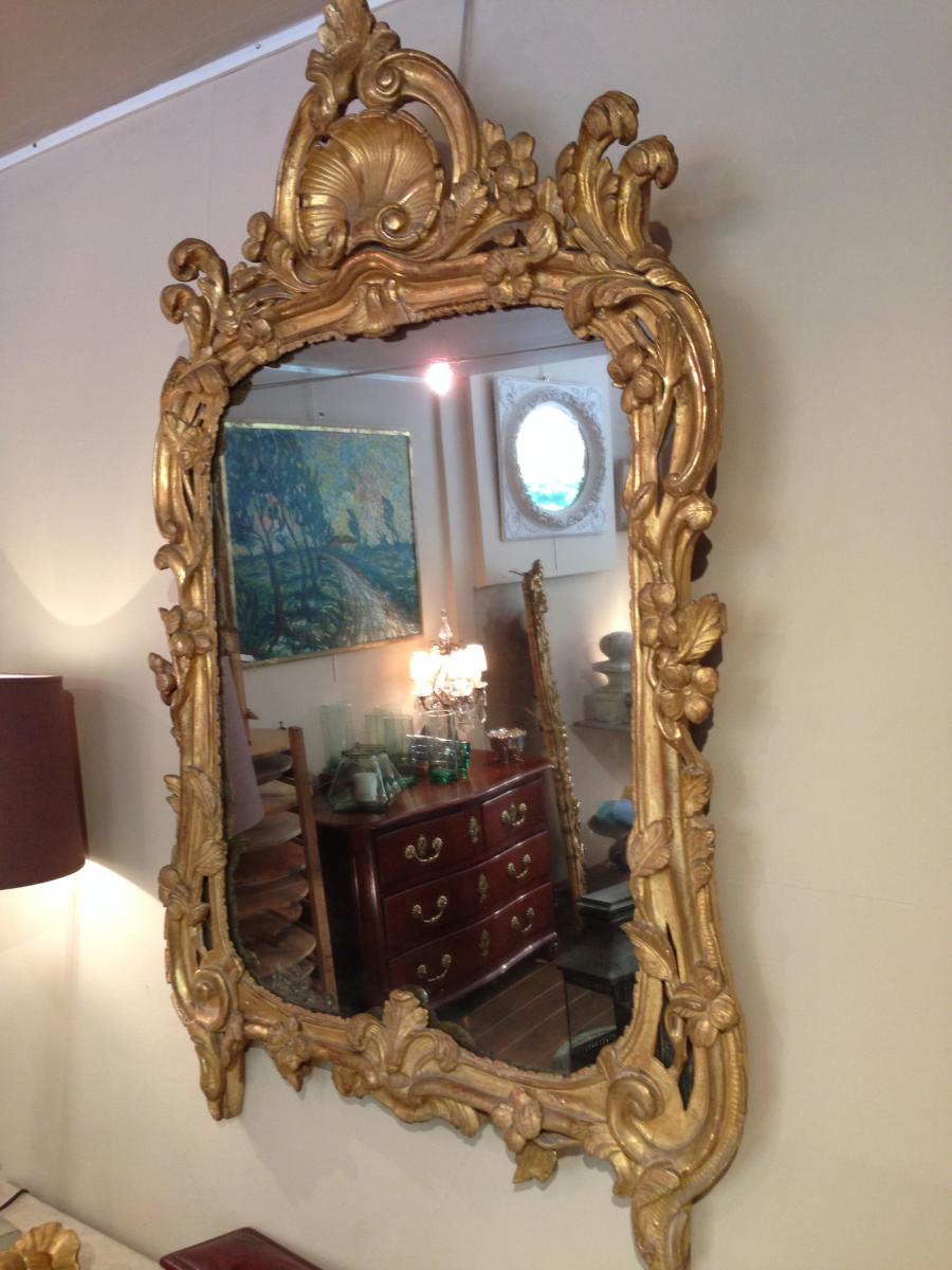 Miroir Provençal Bois Doré Louis XV-photo-2