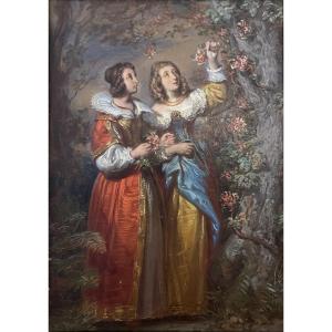 Gillot Saint-Evre (1791-1858) - Jeunes Femmes Cueillant Des Roses