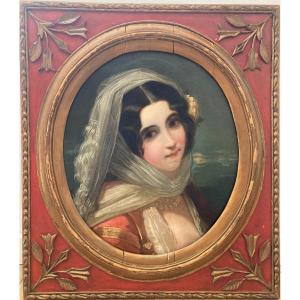 École Française (XIX), d'Après Julie Hugo (1797-1865) - Portrait de Jeune Femme Grecque 