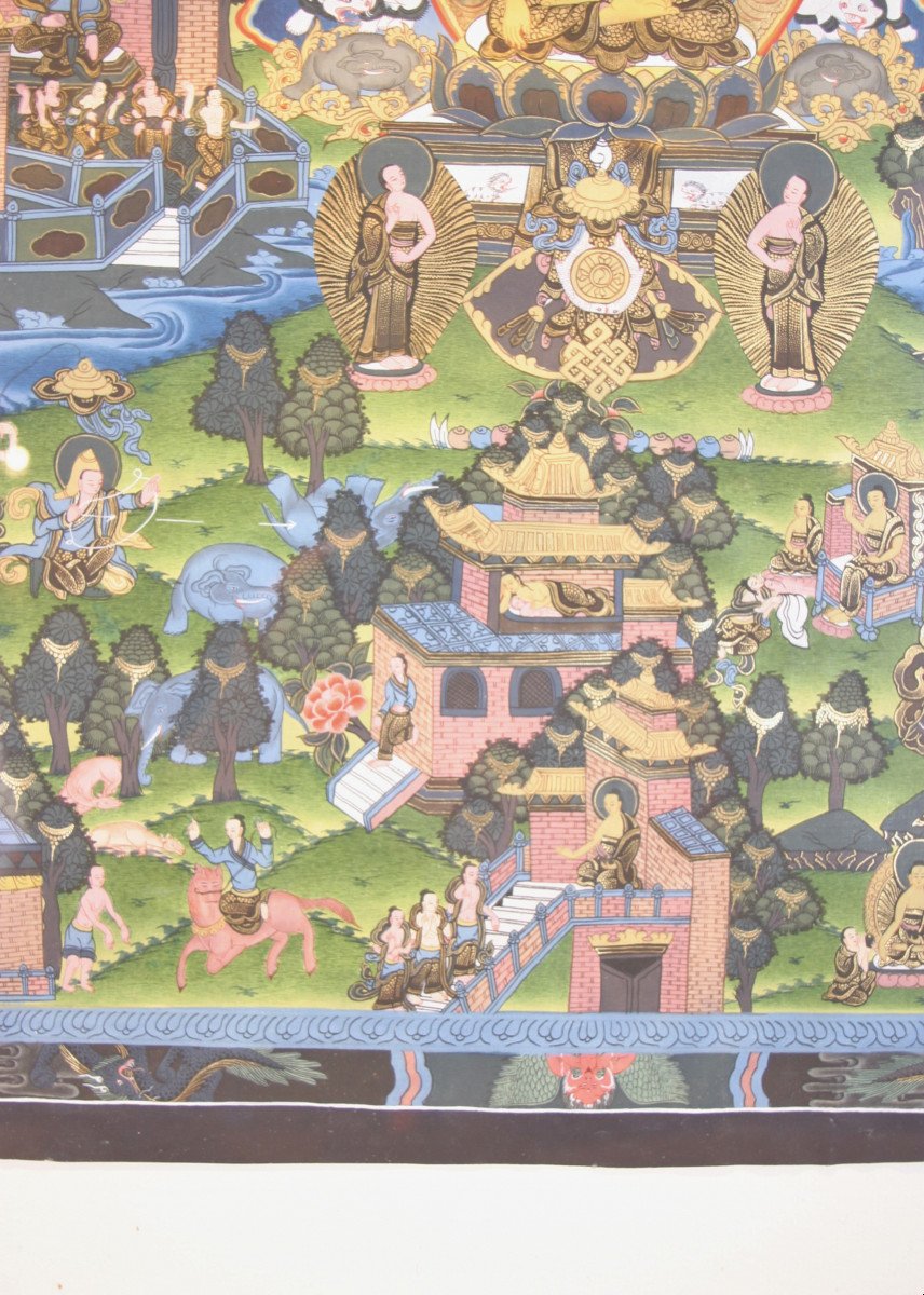 Tangka Tibétain peint sur Soie-photo-3