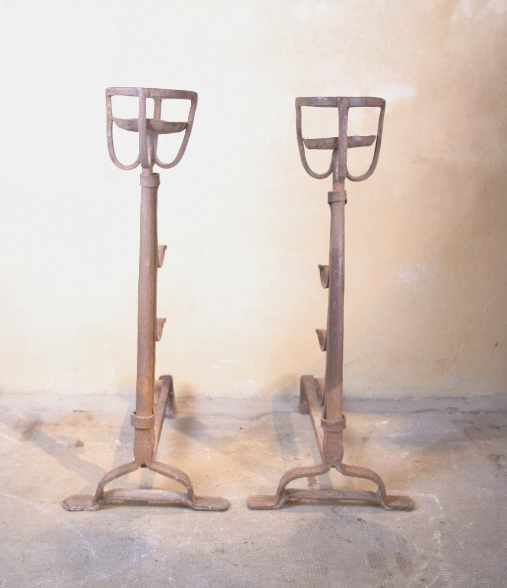 Pair Of Wrought Iron Landiers-photo-3