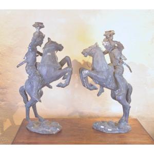 Two Candelabra Horsemen