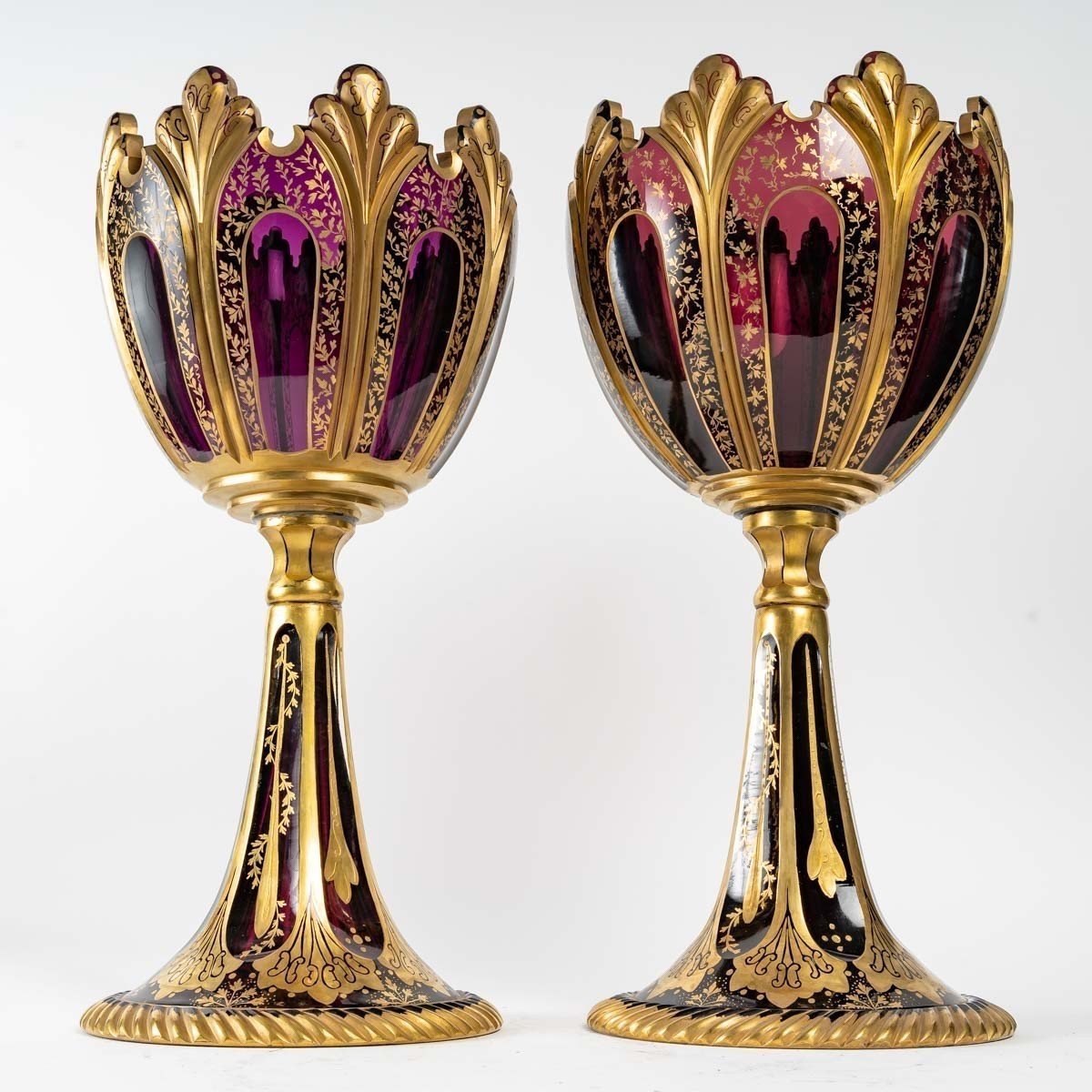 Beautiful Pair Of Bohemian Cups, From The 19th Century