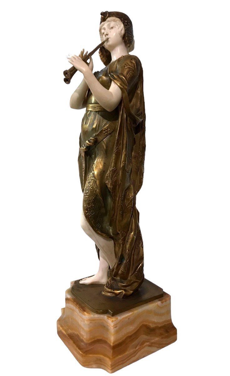 Chryselephantine Made In Bronze And Ivory, Signed-photo-2