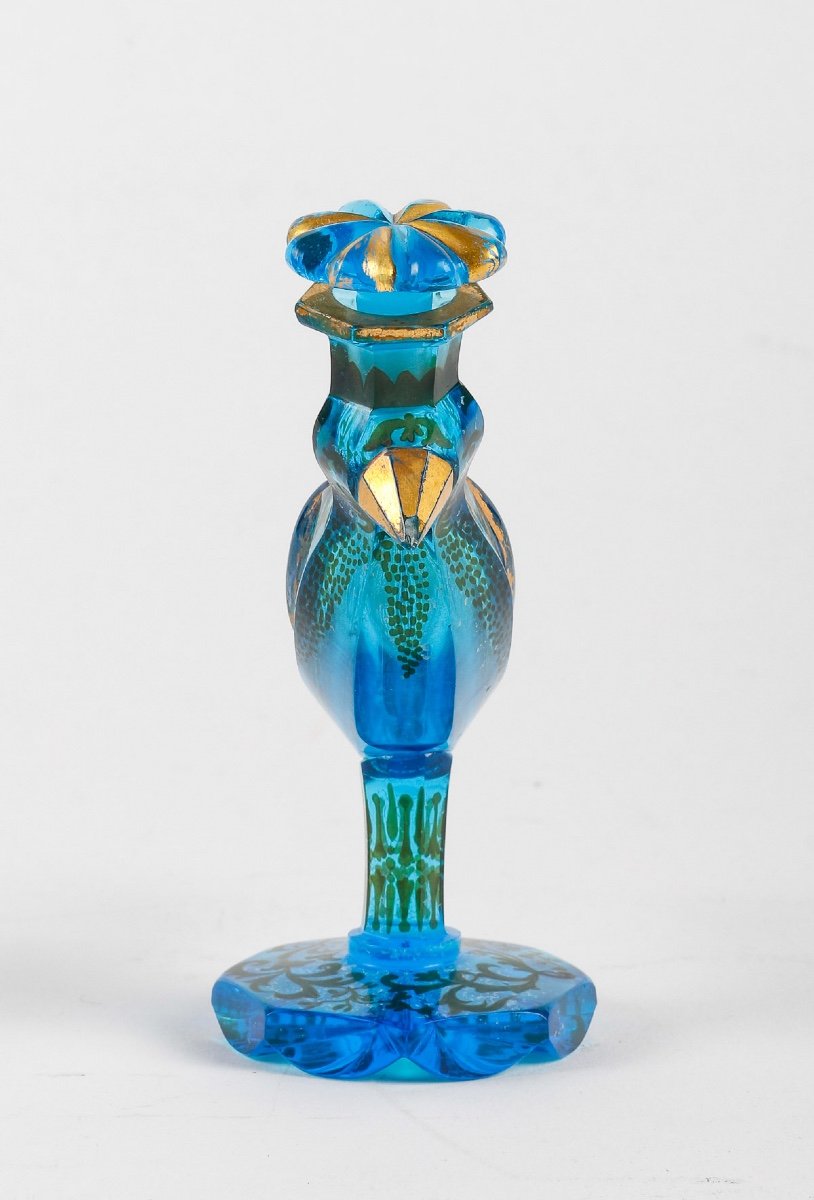 Extremely Rare Bohemian Bottle, Enamelled In Silver And Gold, 19th Century-photo-3
