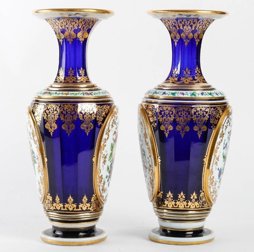 Beautiful Pair Of Baccarat Crystal Vases, From The 19th Century-photo-5