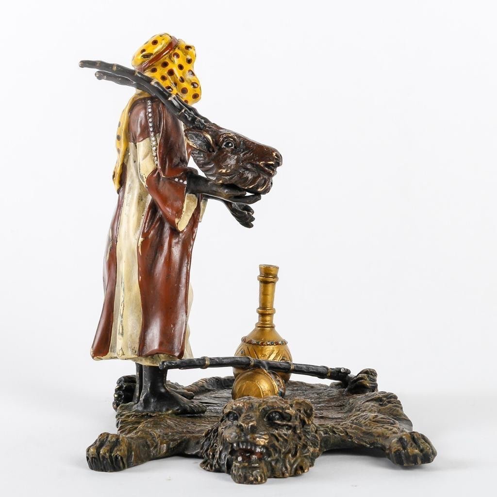 Scène De Chasse, Bronze De Vienne ,  Signé Bergman-photo-2