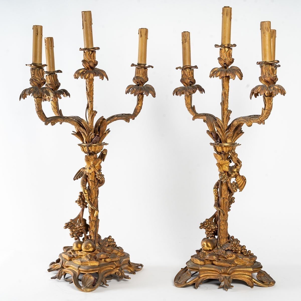 Pair Of Bronze Candelabra, From The 19th Century.-photo-6