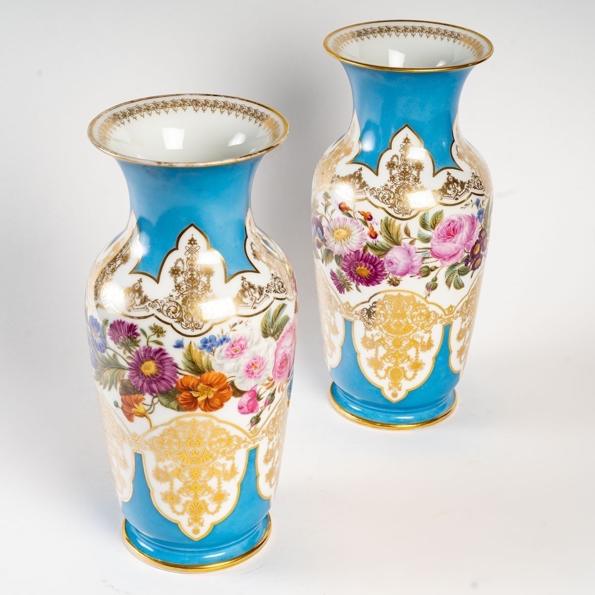 Pair Of Porcelain Vases, 19th Century.-photo-1