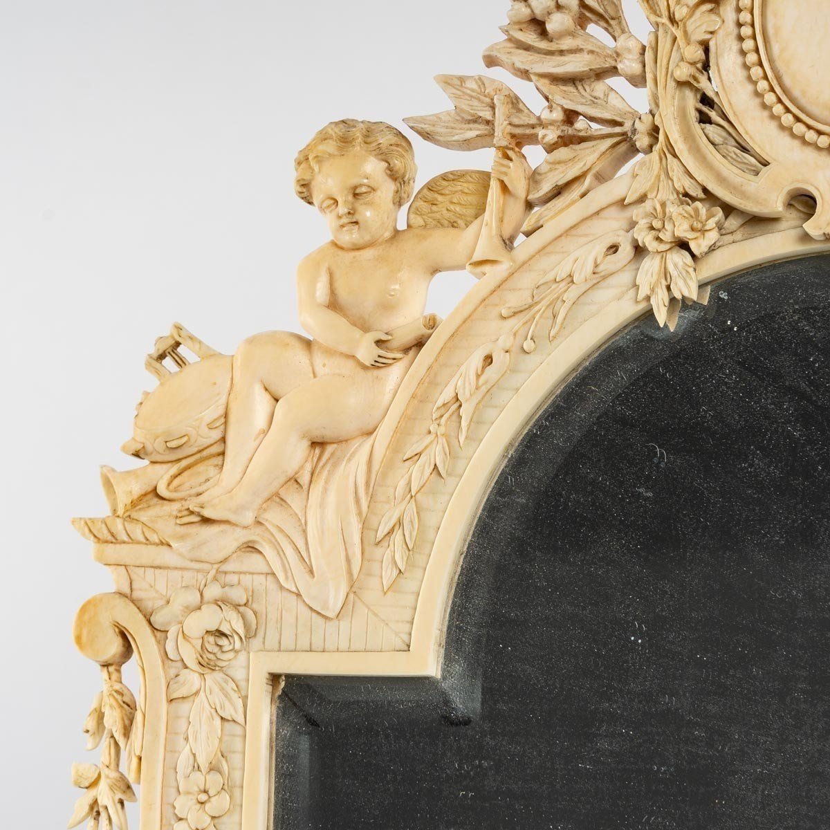 Extremely Rare Ivory Mirror, From The 19th Century-photo-4