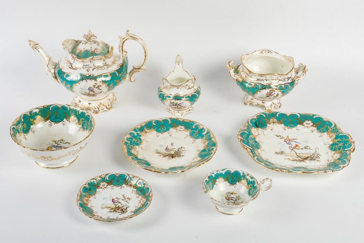 Complete Enameled Dessert Service, Paris Porcelain-photo-2