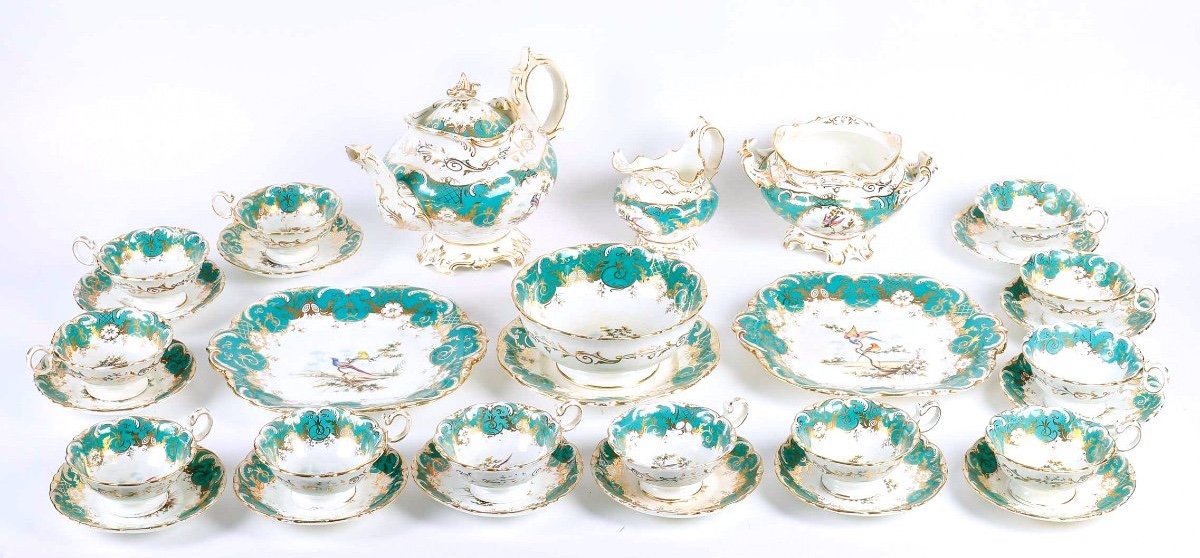 Complete Enameled Dessert Service, Paris Porcelain