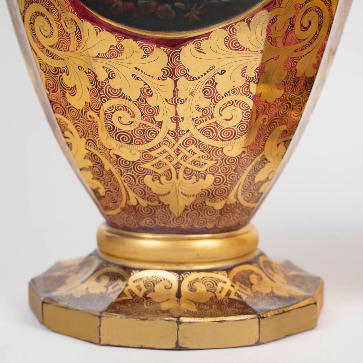 Rare Pair Of Bohemian Gold Vases, 19th Century -photo-4