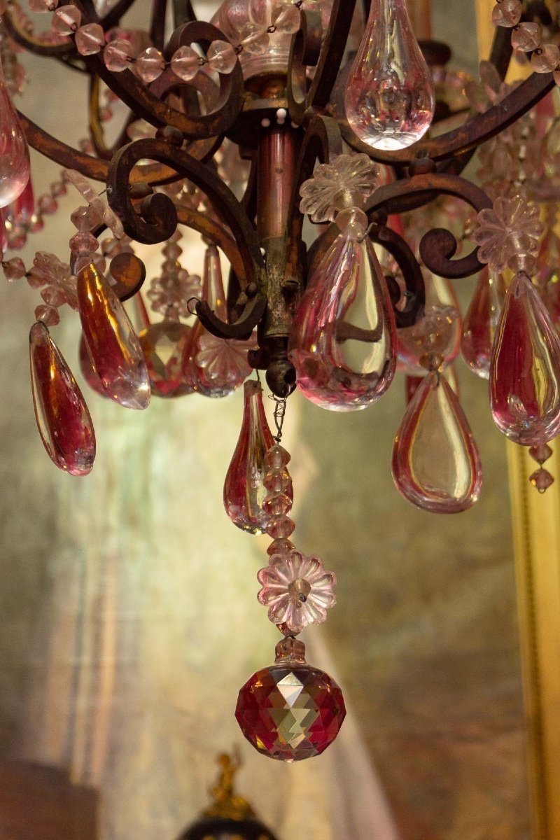 Louis XV Chandelier By Baccarat, Crystal, 19th Century-photo-2