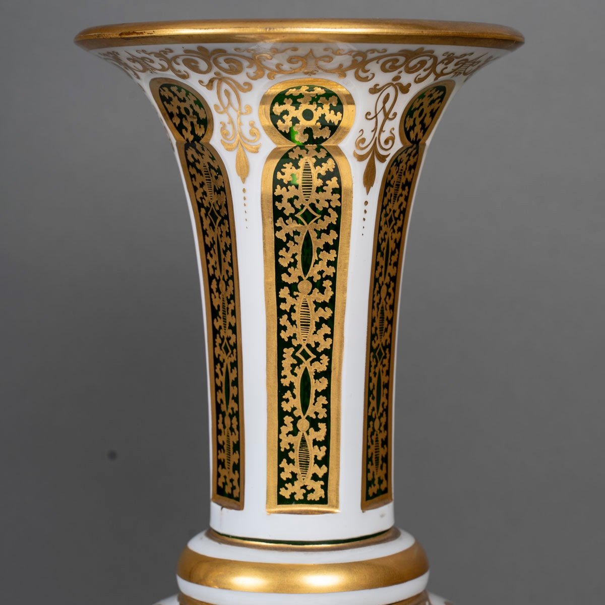 Rare Paire De Vase De Bohème émaillé En Or, 19éme Siécle -photo-4