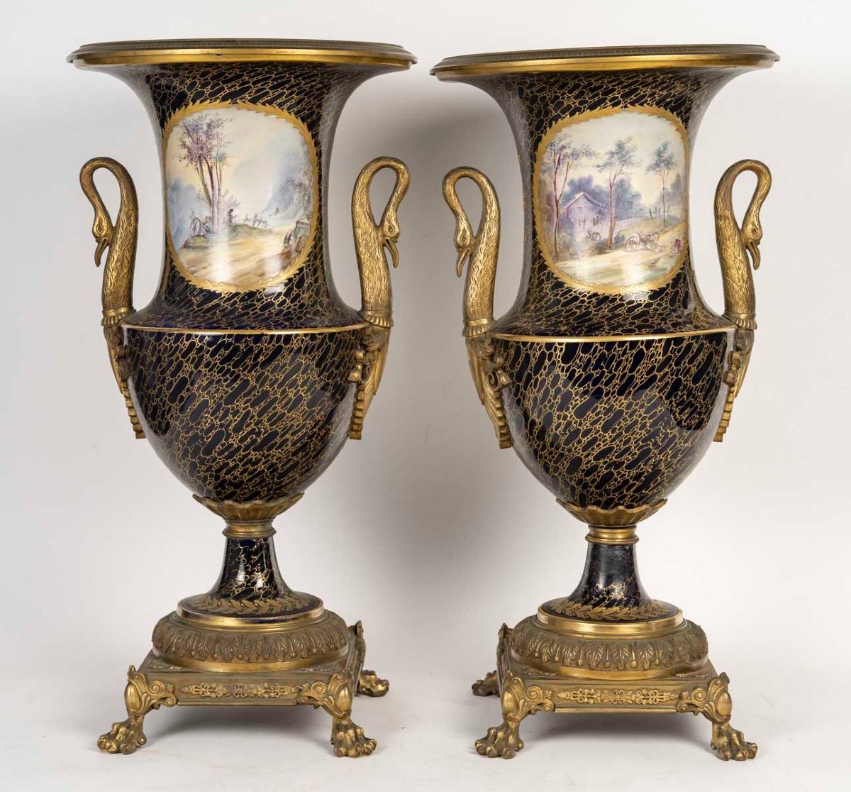  Pair Of Porcelain Vases, 19th Century-photo-5