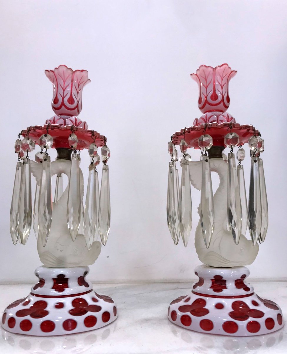 Rare Paire De Candélabre Baccarat, 19éme Siécle