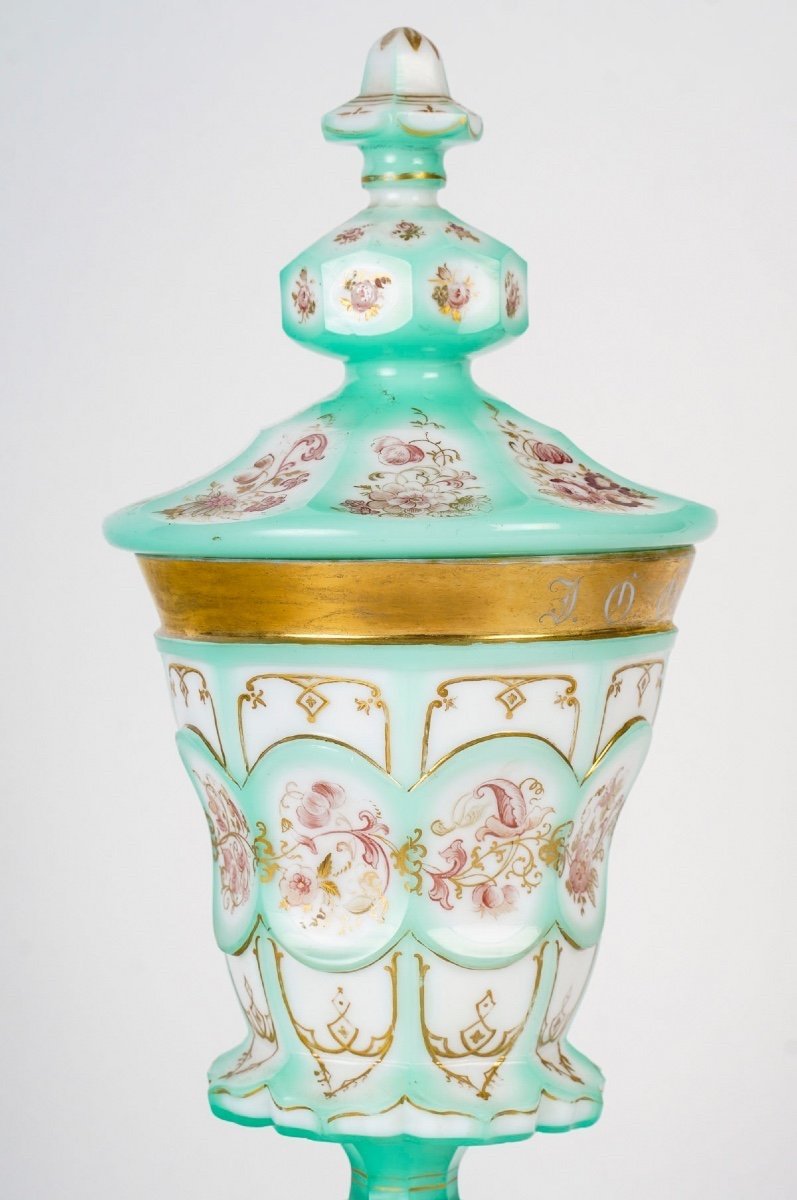 Important Opaline Enamelled Goblet, Charles X-photo-1