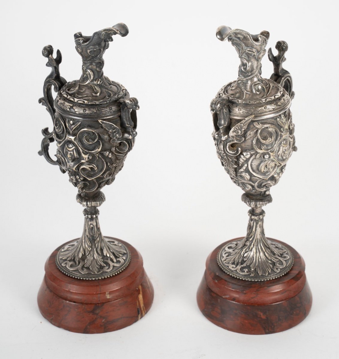 Duo Of Bronze Ewers, 19th Century -photo-1