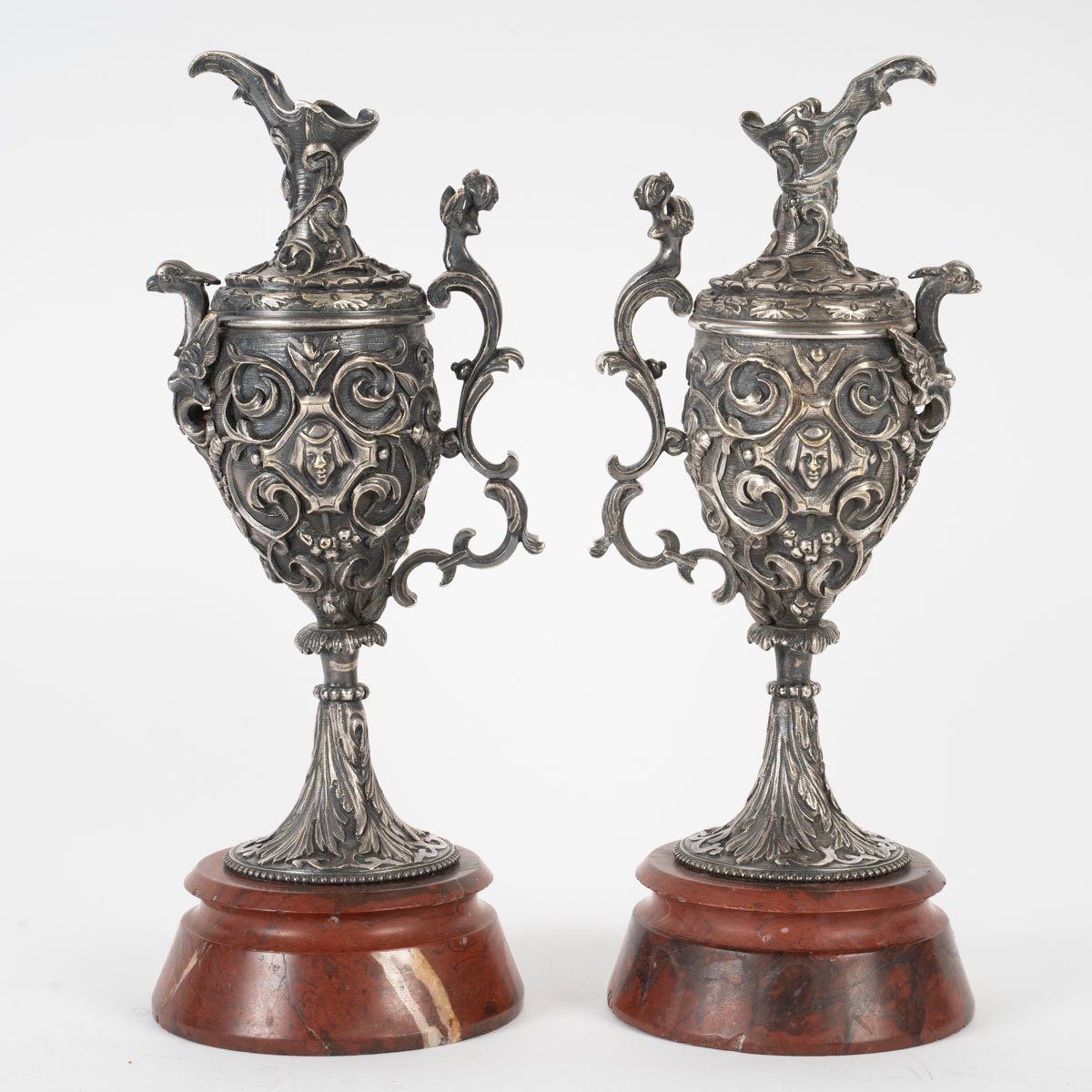 Duo Of Bronze Ewers, 19th Century -photo-3