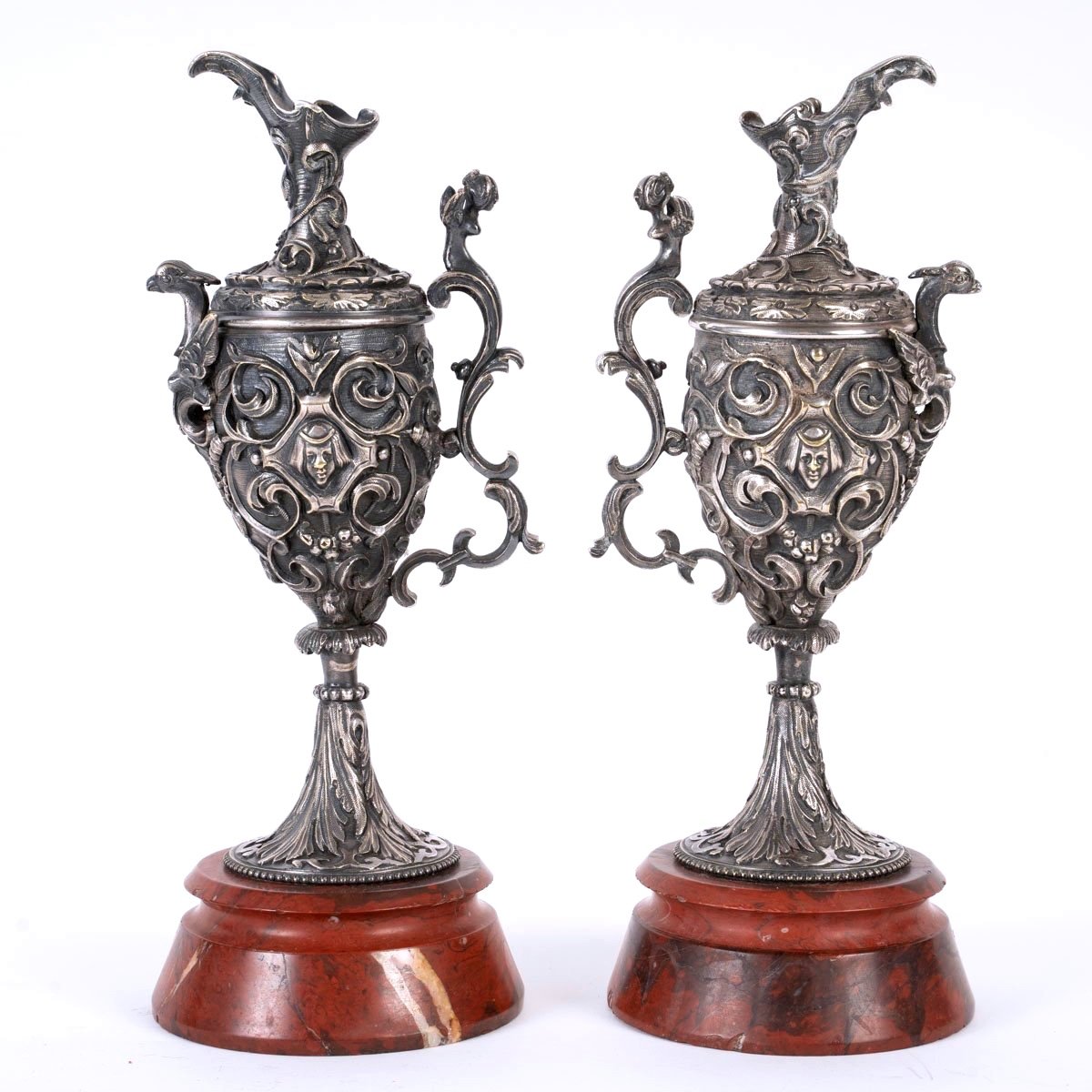 Duo Of Bronze Ewers, 19th Century 