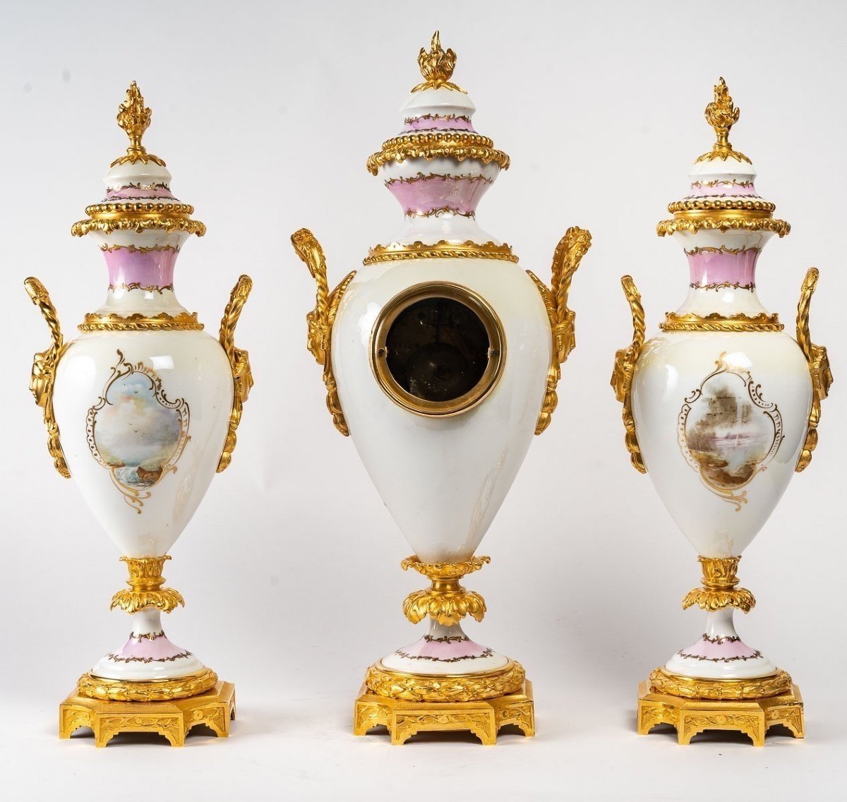 Garniture De Cheminée En Porcelaine De Sèvres, XIXe Siècle-photo-2