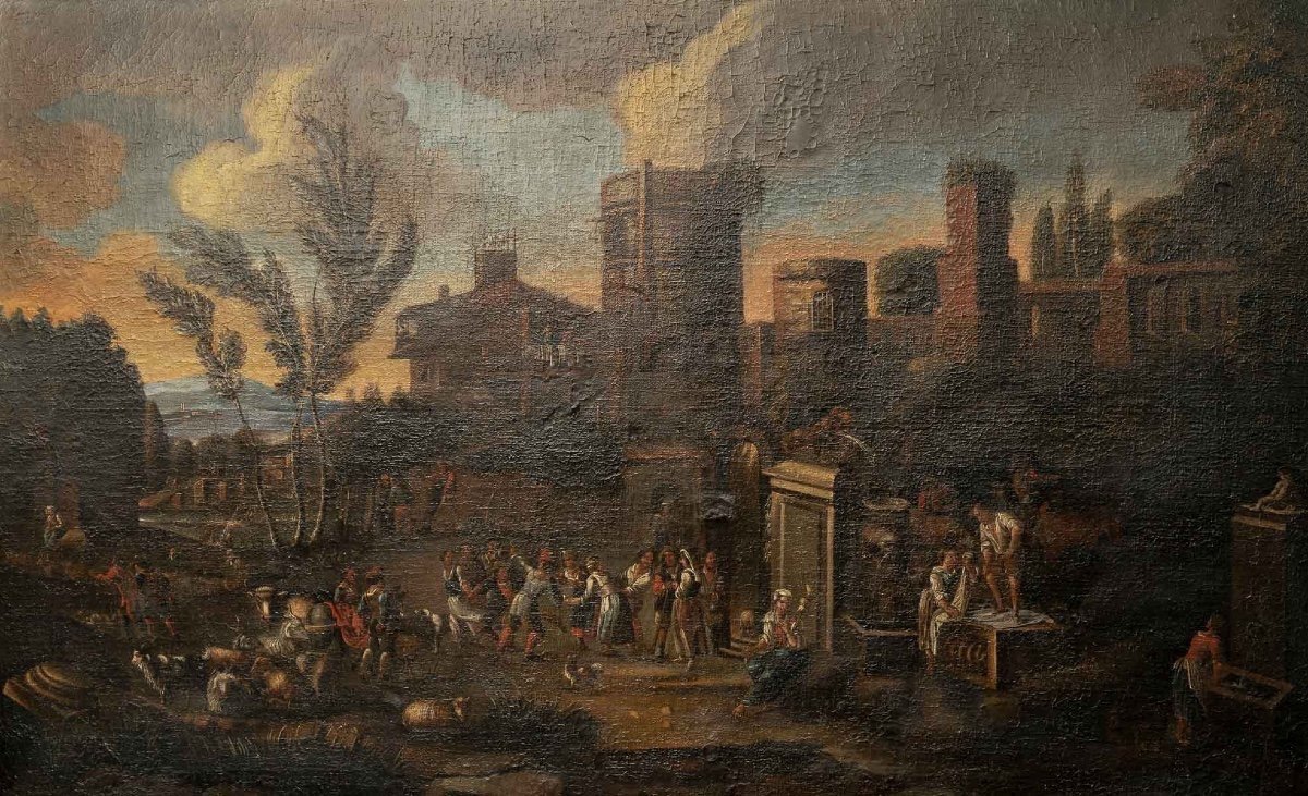 Tableau De l'école Flamande, Huile Sur Toile, 18ème Siècle-photo-1