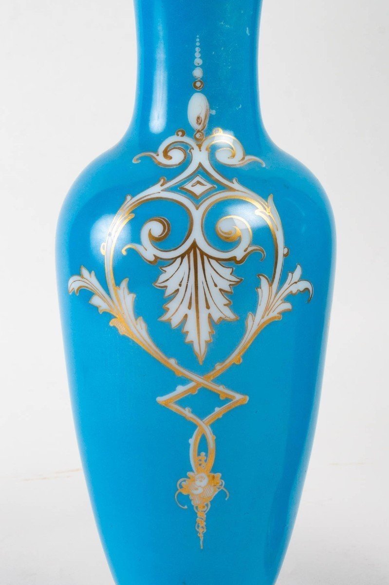 Paire De Vases En Baccarat Opaline, 19ème Siècle-photo-4