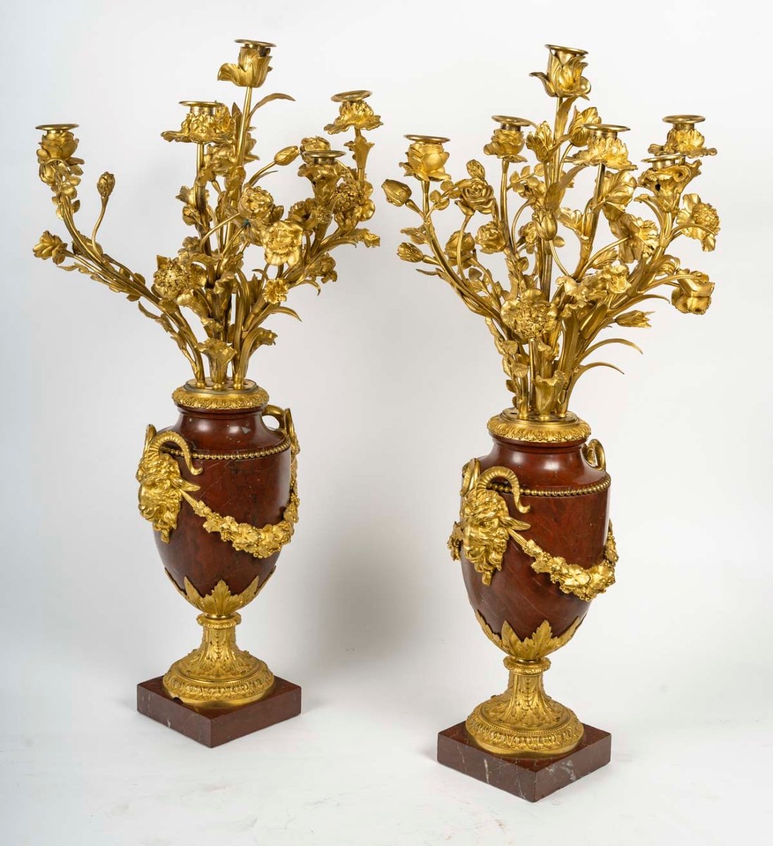 Ferdinand Barbedienne, Bronze And Rossi-antico Marble Candelabra-photo-4