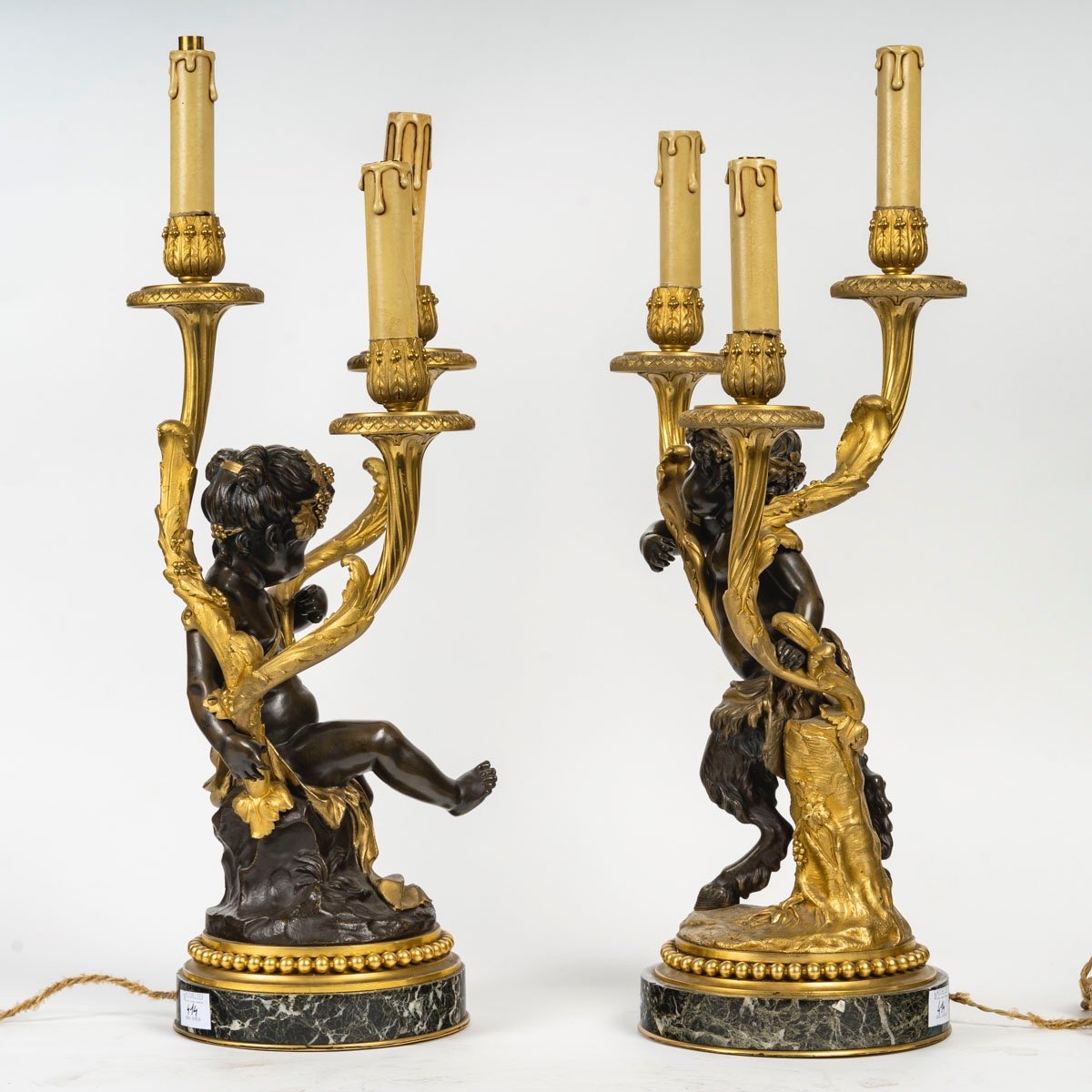 Pair Of Clodion Bronze Candelabra, 19th Century -photo-2