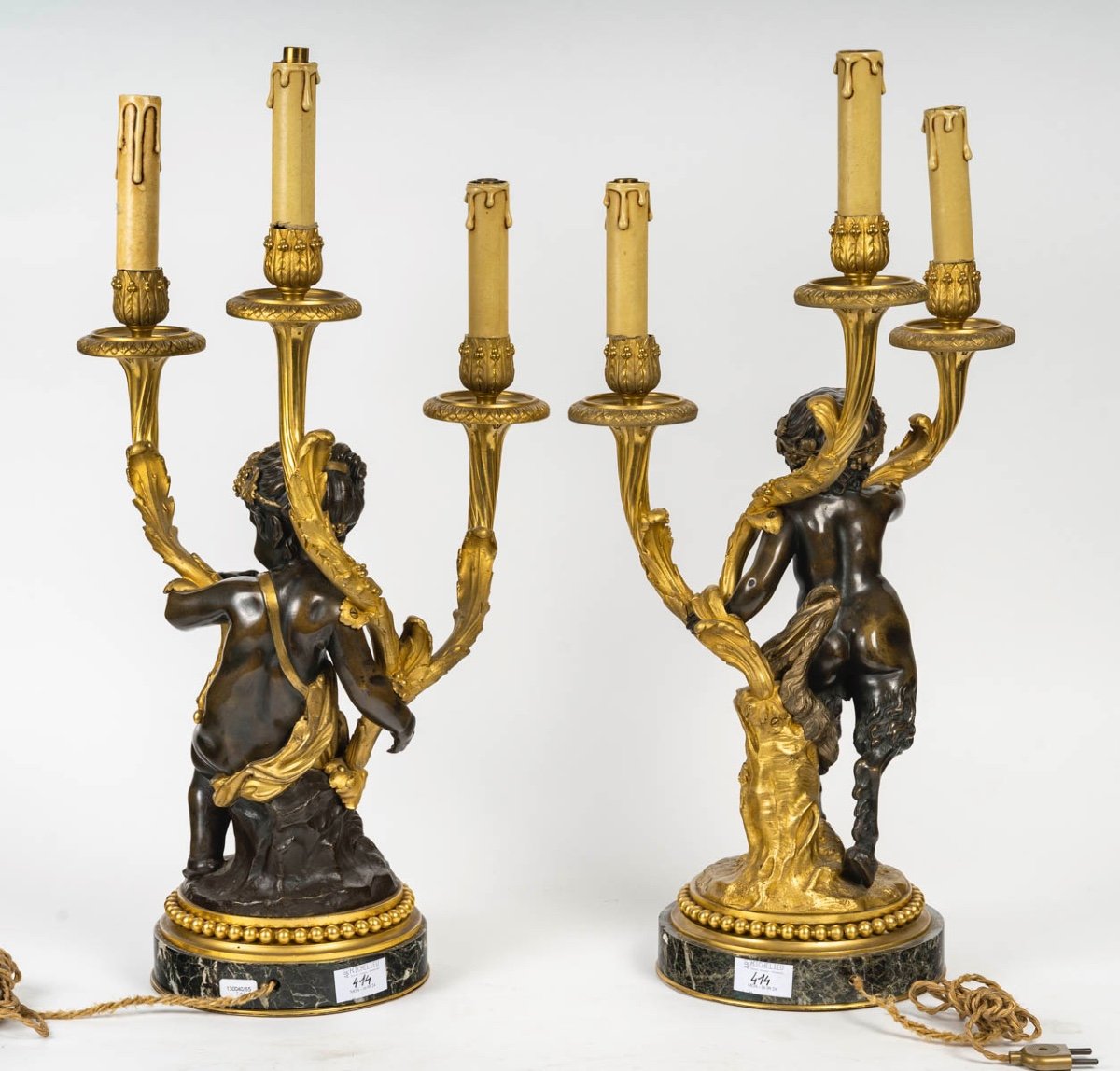 Pair Of Clodion Bronze Candelabra, 19th Century -photo-3