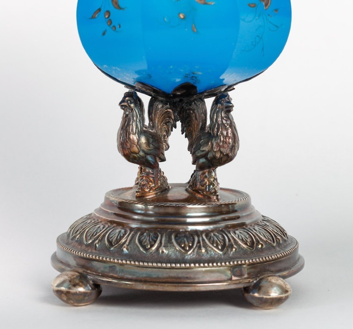 Opaline Set With Silver Base, 19th Century-photo-1