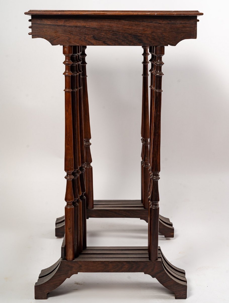 19th Century Wooden Nesting Tables With Marquetry-photo-3