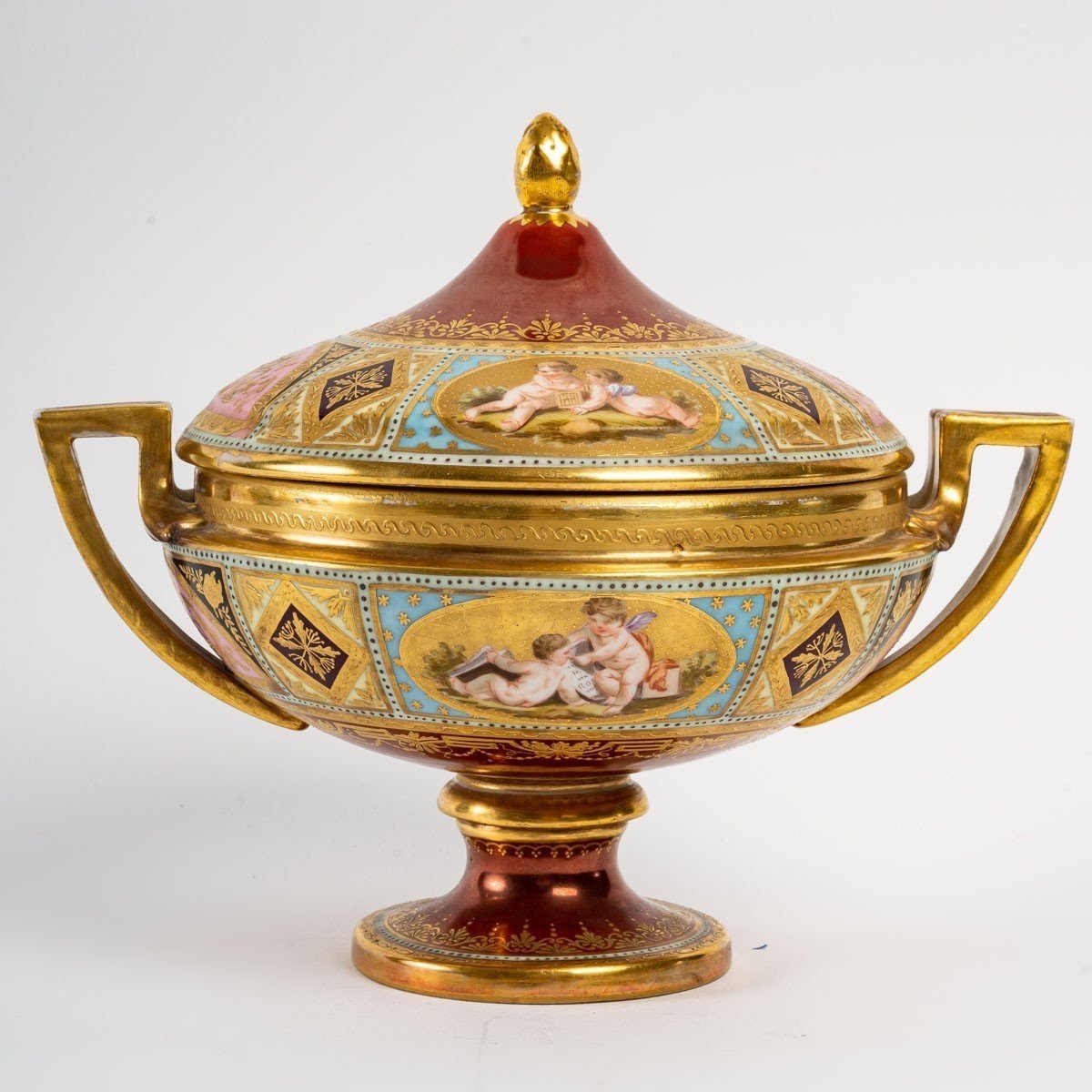 Enameled Porcelain Candy Dish, 19th Century-photo-2