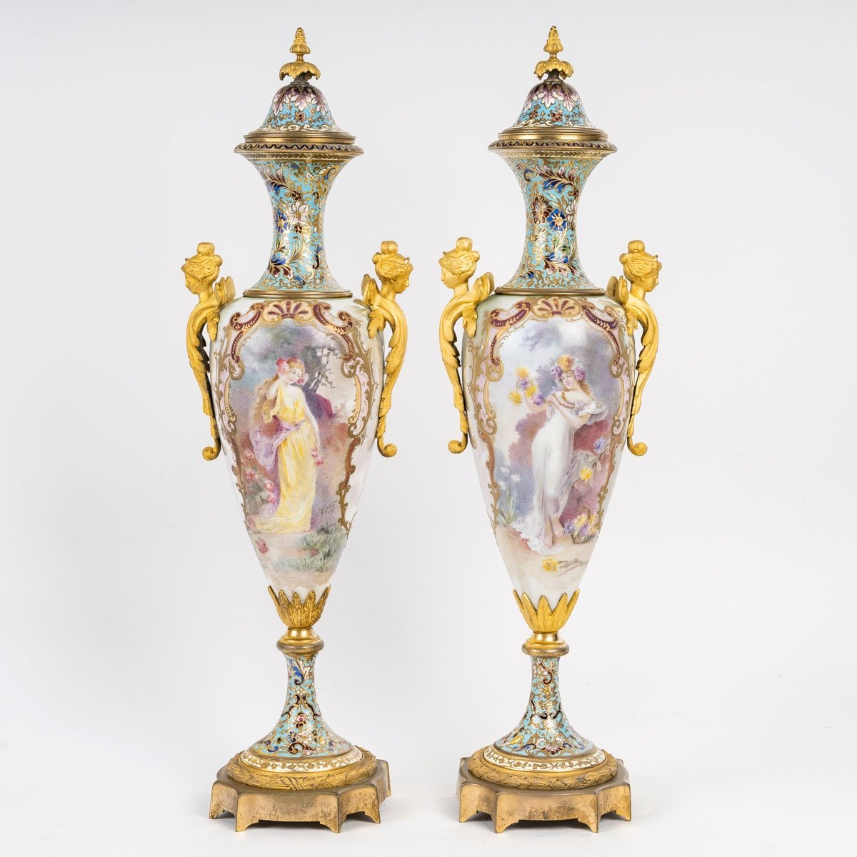 Pair Of Large Sèvres Porcelain Vases, 19th Century