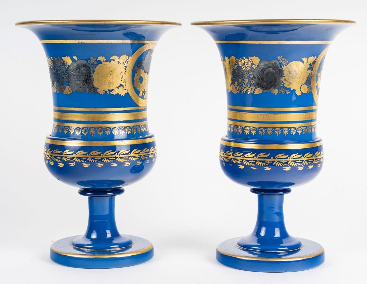 Pair Of Medici Vases In Enamelled Opaline By Desvign-photo-3