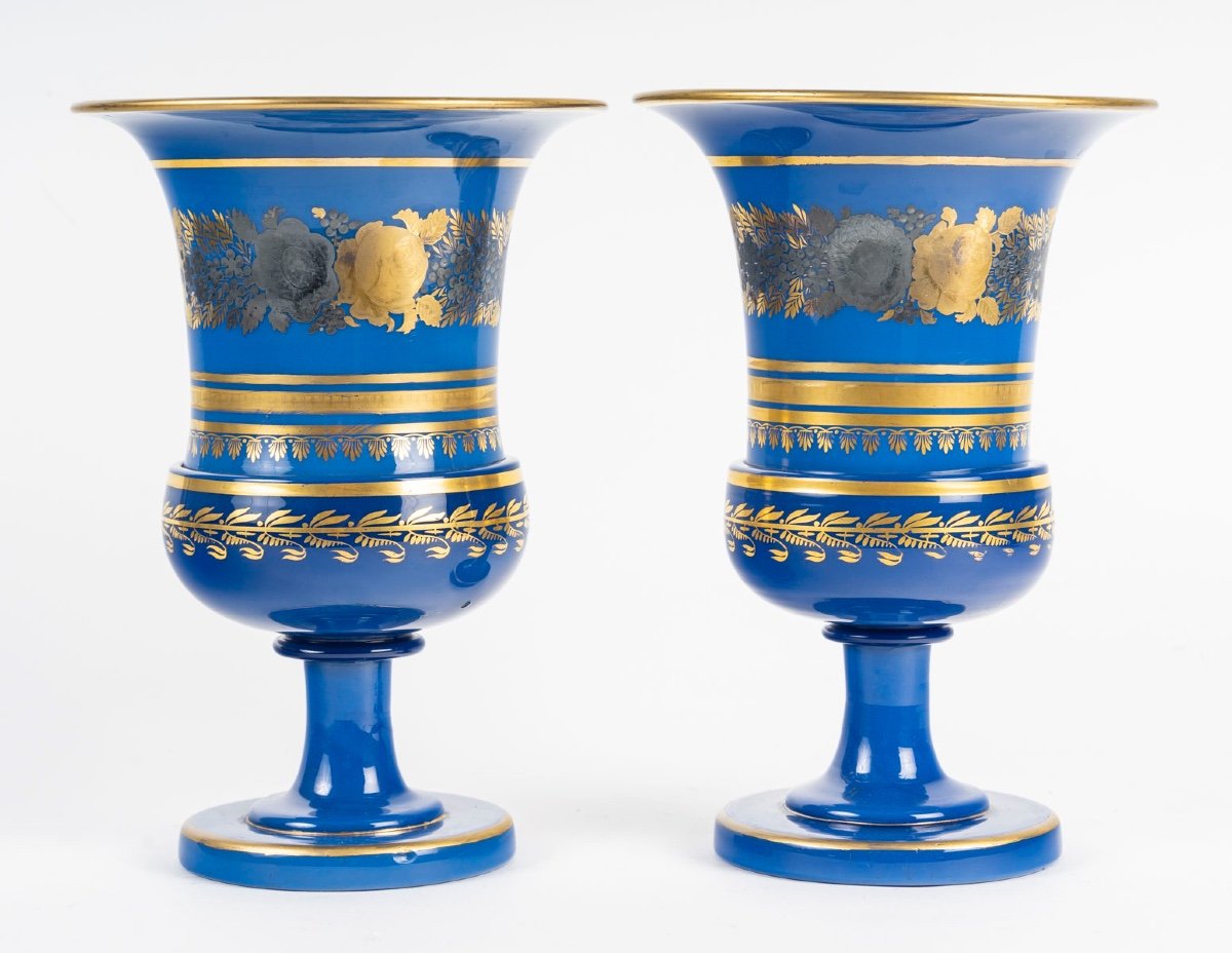 Pair Of Medici Vases In Enamelled Opaline By Desvign-photo-4